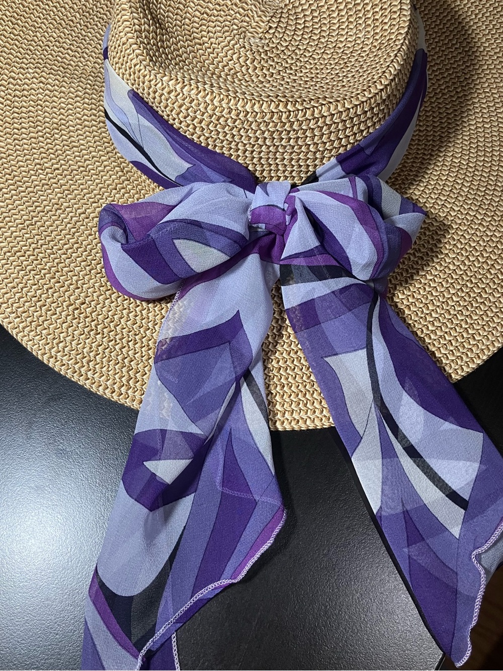 100% silk scarf hair tie/purse tie geometric pattern